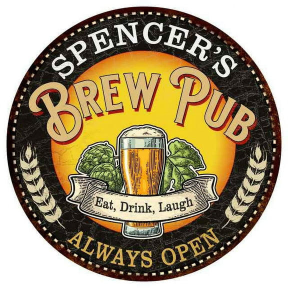 SPENCER'S Beer Pub Man Cave Metal Sign Home Decor 14 inch Round 100140025441