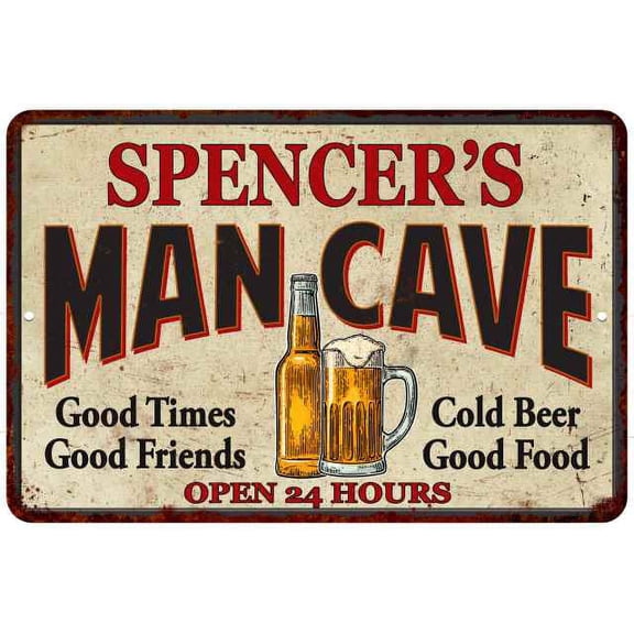 SPENCER'S Man Cave Metal Sign Wall Decor Gift 8x12 208120011387