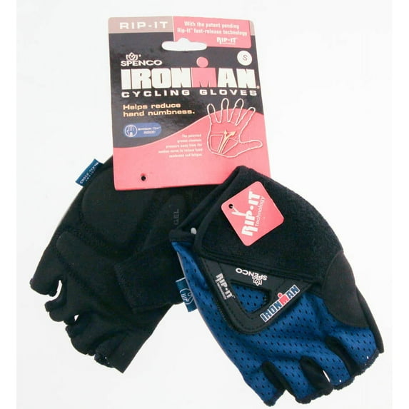 SPENCO IRONMAN RIP-IT X-Small Cycling Blue Road Bike Half Finger Gloves NEW