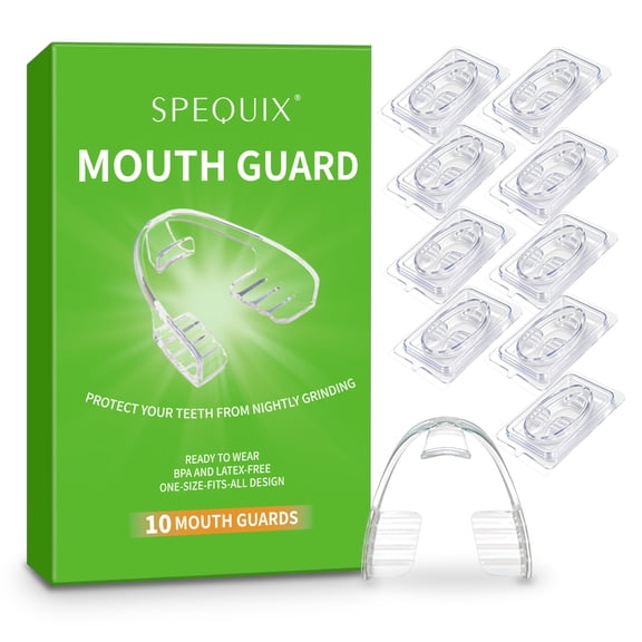 SPEQUIX Mouth Guards for Grinding Teeth at Night with Storage Case, BPA-Free, 10 Pcs