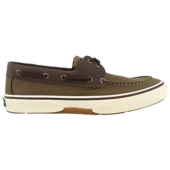 SPERRY Men's, Halyard Lace up Boat Shoe TAN Olive 11.5 M