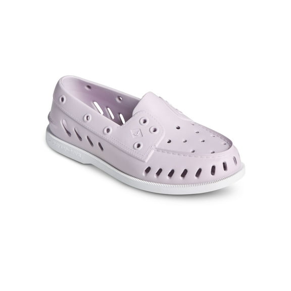 SPERRY Womens Purple Slip Resistant Perforated Non-Marking Float Round Toe Slip On Flats Shoes 7