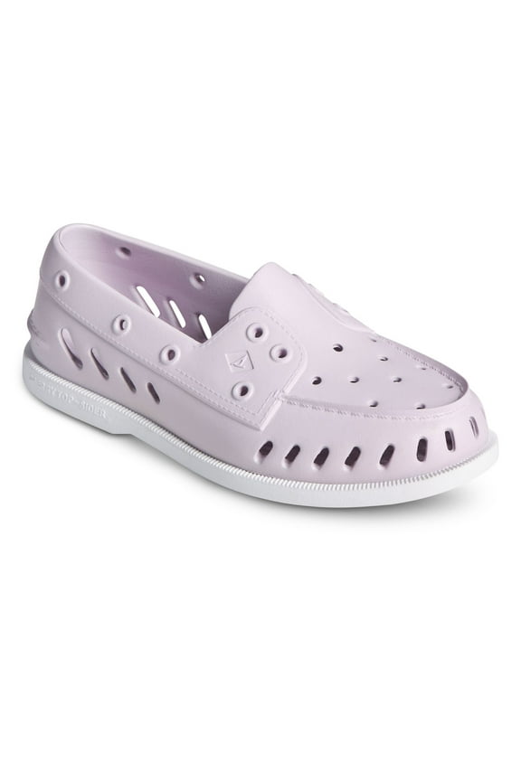 Womens Purple Slip Resistant Perforated Non-Marking Float Round Toe Slip On Flats Shoes 7