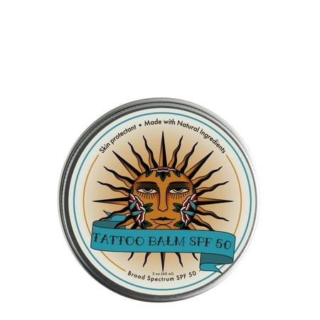 SPF 50 Tattoo Aftercare Balm, All Weather Skin Protection, Moisturizing, Healing, Biodegradable, Water Resistant, Made with Natural Ingredients.