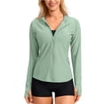 thumbnail image 1 of SPF Shirts for Women UPF 50+ Sun Protection Zipper Jacket Long Sleeve Lightweight Quick Dry Blouse with Thumb Hole Green XXL, 1 of 8