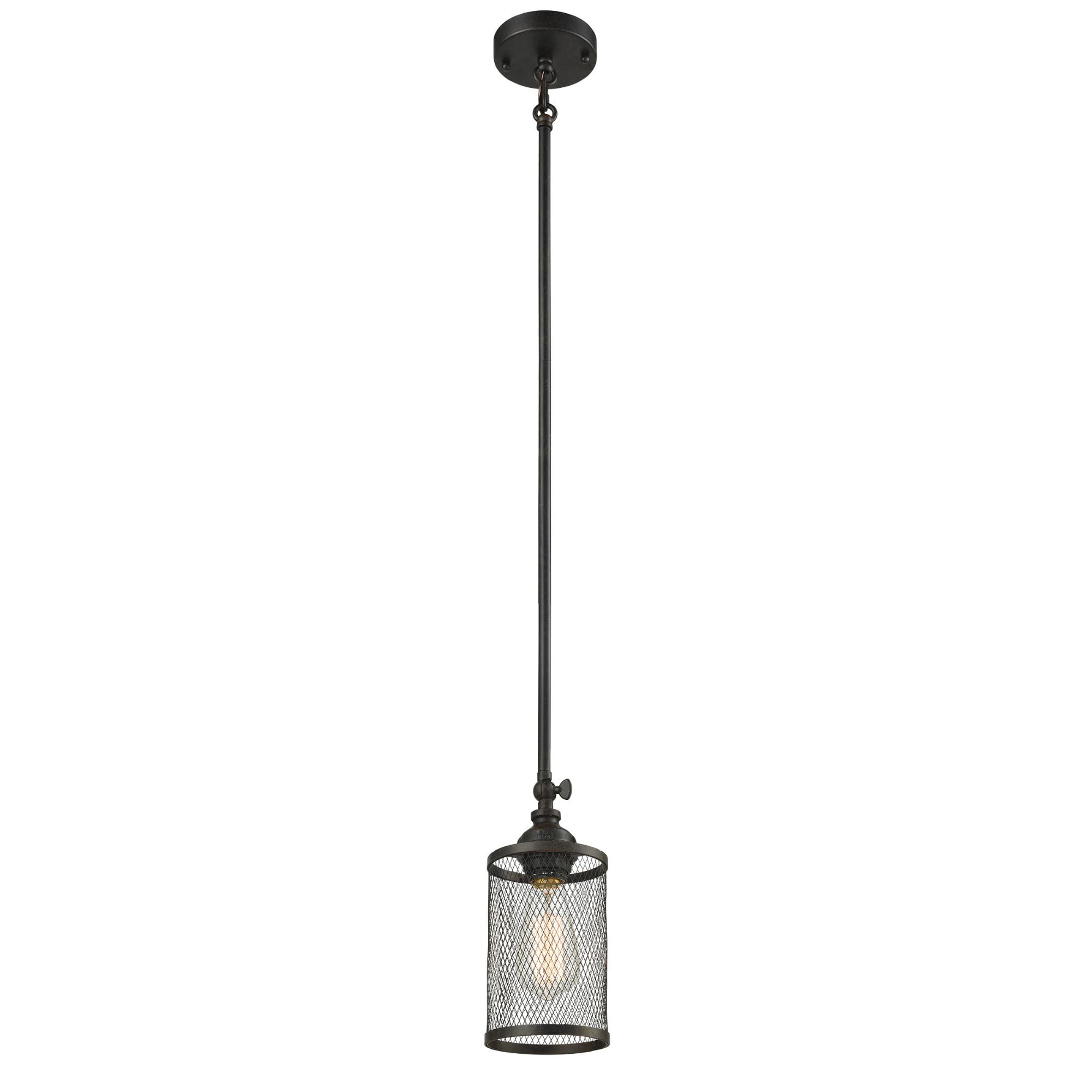 Garth Antique Bronze 57" Mini Pendant with Amber Glass Shade