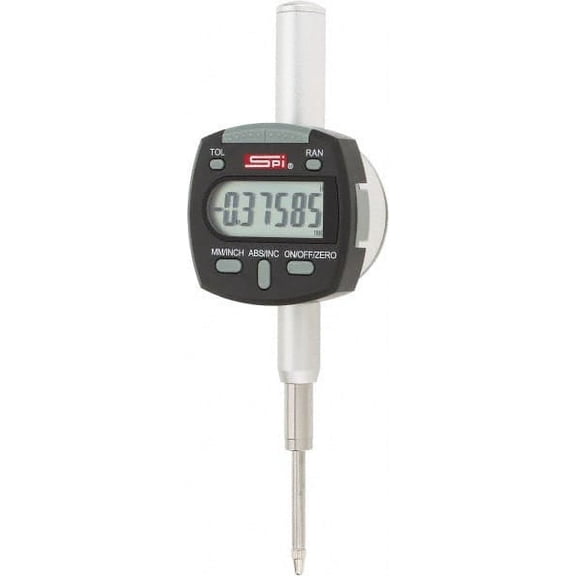 SPI 0 to 1" Range, 0.00005" Graduation, Electronic Drop Indicator Flat & Lug Back, Accurate to 0.0002"," & Metric System, Digital Display, NIST Traceability Certification