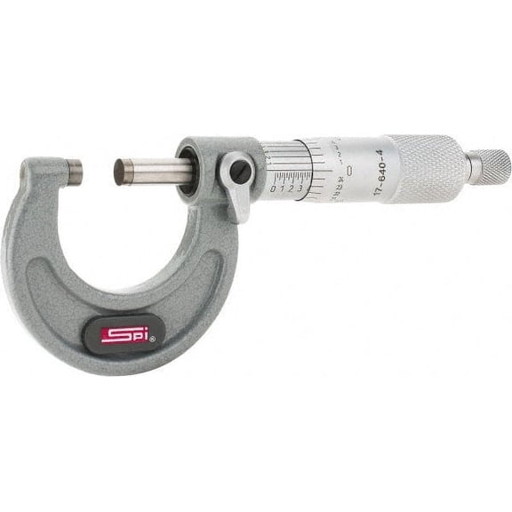 SPI 0 to 1" Range, 0.0001" Graduation, Mechanical Outside Micrometer Ratchet Stop Thimble, 1.11" Throat Depth, Accurate to 0.0001", NIST Traceability Certification