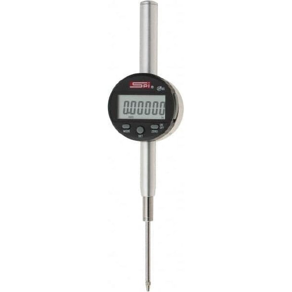 SPI 0 to 2" Range, 0.00005" Graduation, Electronic Drop Indicator Flat & Lug Back, Accurate to 0.00025"," & Metric System, Digital Display, NIST Traceability Certification
