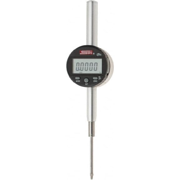 SPI 0 to 2" Range, 0.00005" Graduation, Electronic Drop Indicator Flat & Lug Back, Accurate to 0.0012"," & Metric System, Digital Display, NIST Traceability Certification