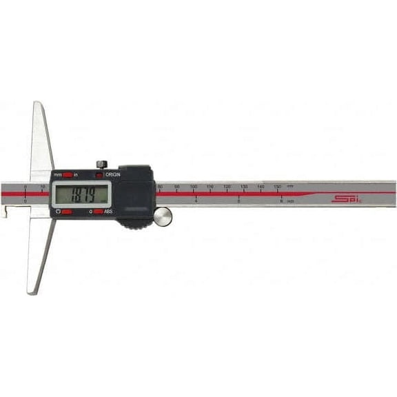 SPI 0" to 12" Electronic Depth Gage 0.0015" Accuracy, 0.0005" Resolution, 6" Base Length