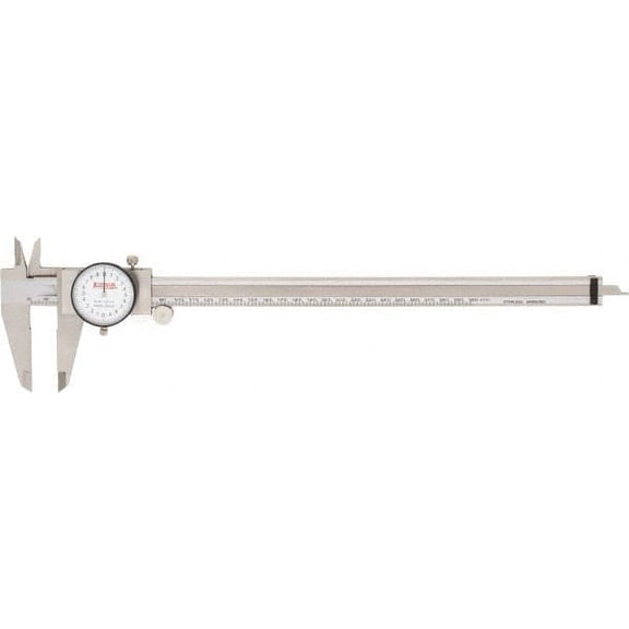 SPI 0mm to 300mm Range, 0.02 mm Graduation, 2mm per Revolution, Dial Caliper White Face, 64mm Jaw Length, Accurate to 0.04mm, NIST Traceability Certificate