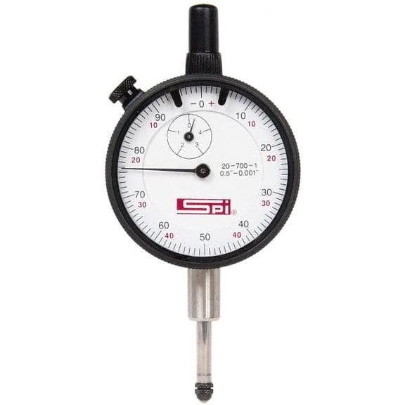 SPI 1/2" Range, 0-100, 0-50-0 Dial Reading, 0.001" Graduation Dial Drop Indicator