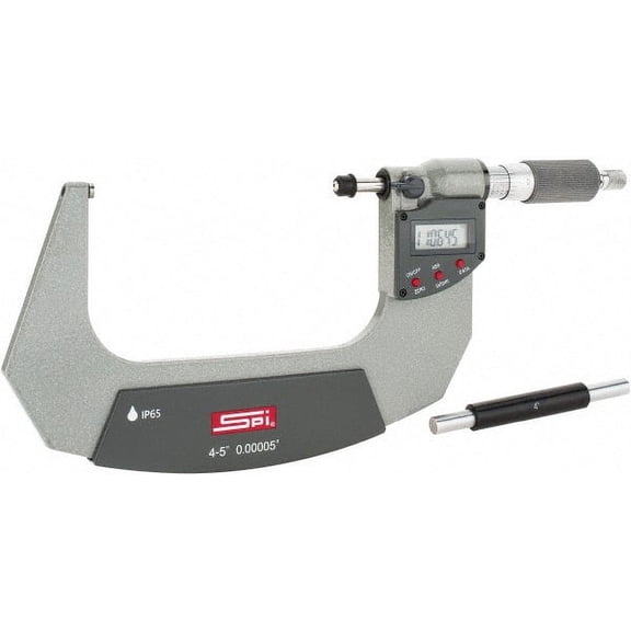 SPI 100 to 125mm IP65 Carbide Double Ratchet Electronic Outside Micrometer 0.000050" Resolution, 0.0002" Accuracy, Micro USB Data Output, NIST Traceability Certification