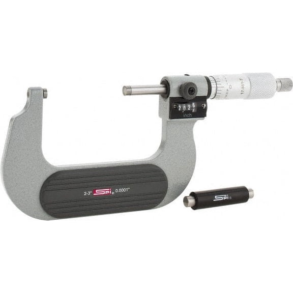 SPI 2 to 3" Range, 0.0001" Graduation, Mechanical Outside Micrometer Ratchet Stop Thimble, 1.78" Throat Depth, Accurate to 0.0002", Digital Counter, NIST Traceability Certification