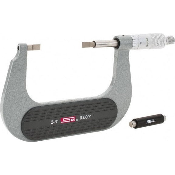 SPI 2" to 3" Mechanical Painted Blade Micrometer 0.0002" Accuracy, 0.03" Blade Thickness, Ratchet Stop Thimble