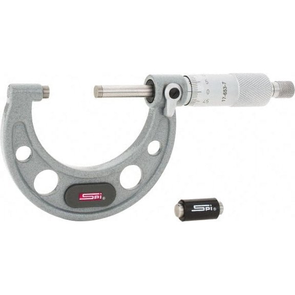 SPI 25 to 50mm Range, 0.01mm Graduation, Mechanical Outside Micrometer Ratchet Stop Thimble, 38mm Throat Depth, Accurate to 0.004mm, NIST Traceability Certification