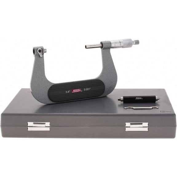 SPI 3 to 4" Range, Mechanical Screw Thread Micrometer Ratchet Stop Thimble, 0.001" Graduation, +/-0.0002" Accuracy