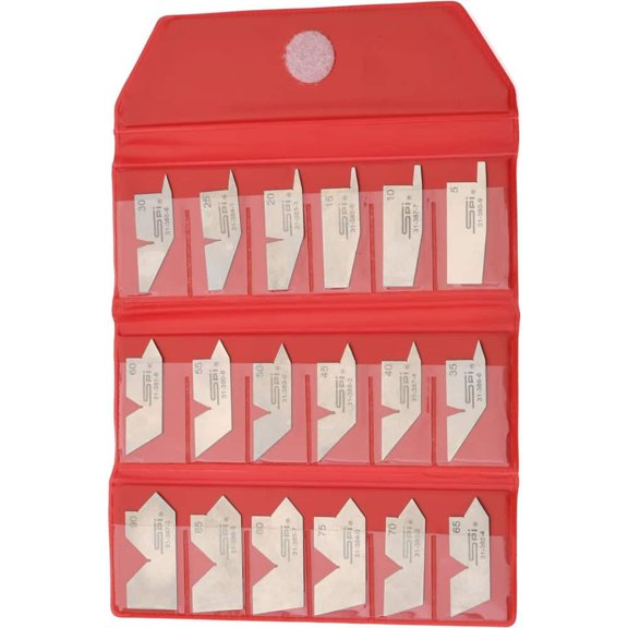 SPI 31-375-9 Stainless Steel Angle Gages, 18 Piece Set: 6 to 90deg Primary Angle
