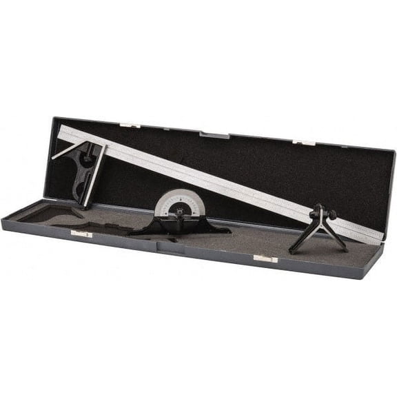 SPI 4 Piece, 24" Combination Square Set 1/16, 1/32, 1/64 & 1/8" (4R) Graduation, Hardened Steel Blade, Hardened Steel Center, Protractor & Square Head