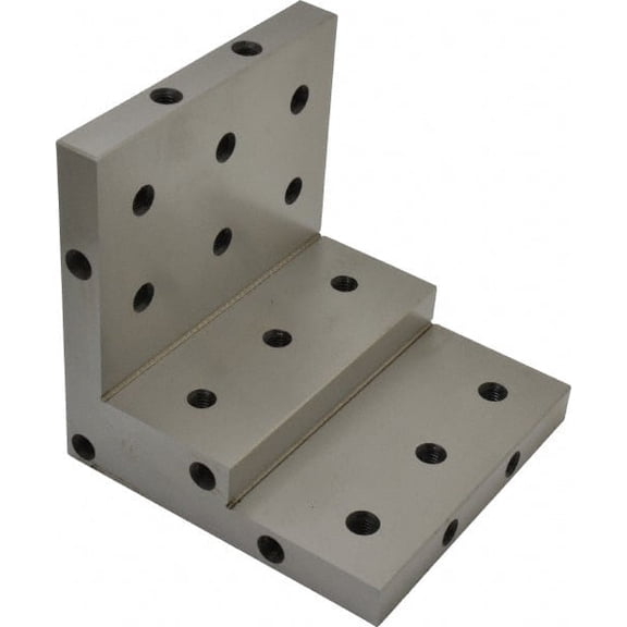 SPI 6" Wide x 6" Deep x 6" High Steel Precision-Ground Angle Plate Stepped Plate, Machined Holes on Surface, Open End