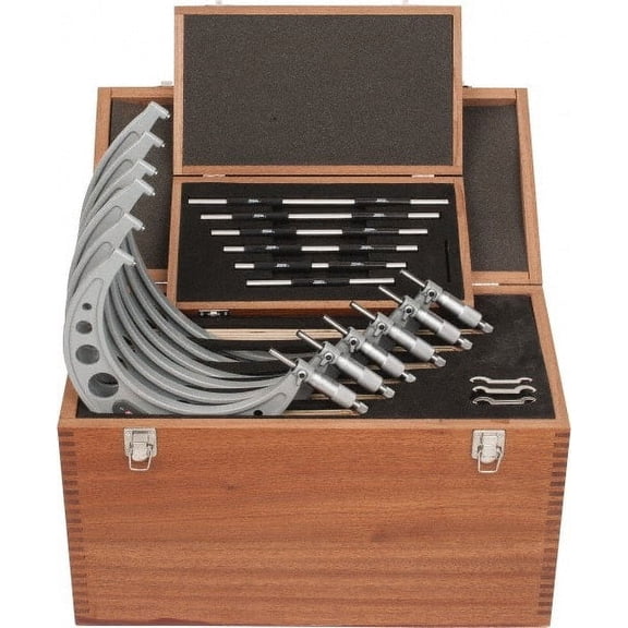 SPI 6 to 12" Range, 6 Piece Mechanical Outside Micrometer Set 0.0001" Graduation, 0.0002, 0.0003" Accuracy, Ratchet Stop Thimble