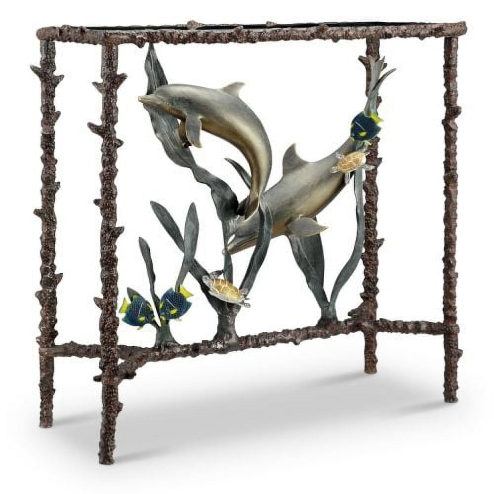 34" Clear Glass and Aluminum Dolphin Lobby Table