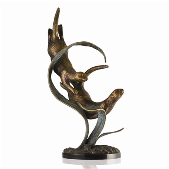 SPI Antiqued Brass Deep Divers Otters Statue 19 inch