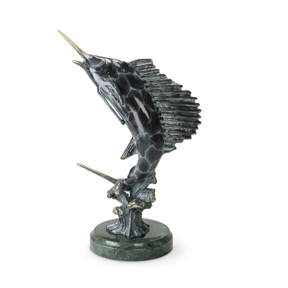 SPI Cast Aluminum Feeding Frenzy Sailfish - Silas 9" x 6" x 3.5" 1.2 lbs. Aluminum Marble