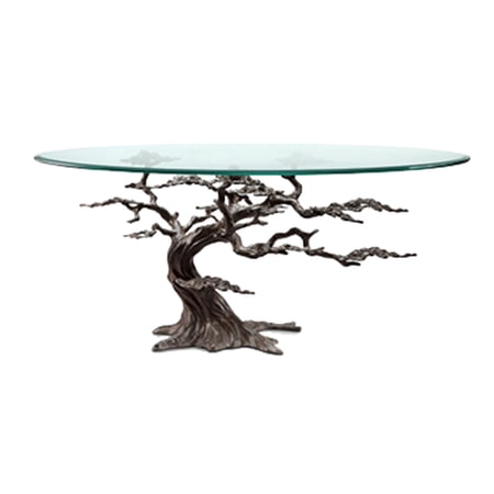 SPI Cypress Tree Aluminum and Glass Coffee Table