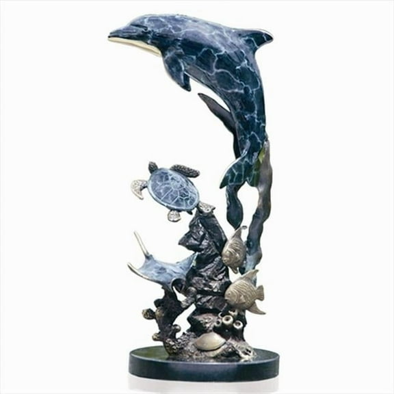 SPI Hand Painted Dolphin and Friends Brass Statue