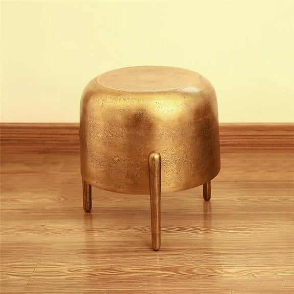 SPI Home Brass Finish Cast Aluminum 3 Legged Rounded Side Table 14 inches High