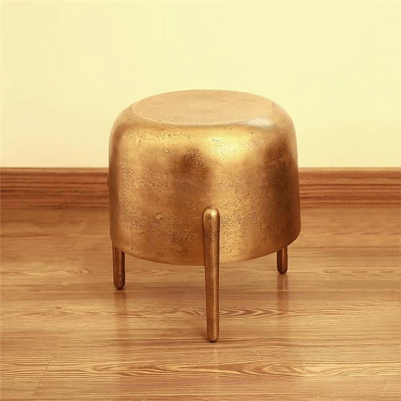 Elegant Gold-Tone Round Metal Side Table, 14" Diameter