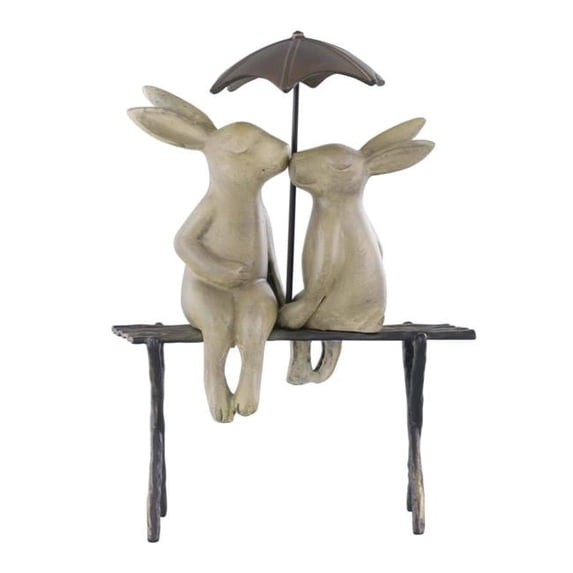 SPI Home Bunny Lovers on Bench Statue