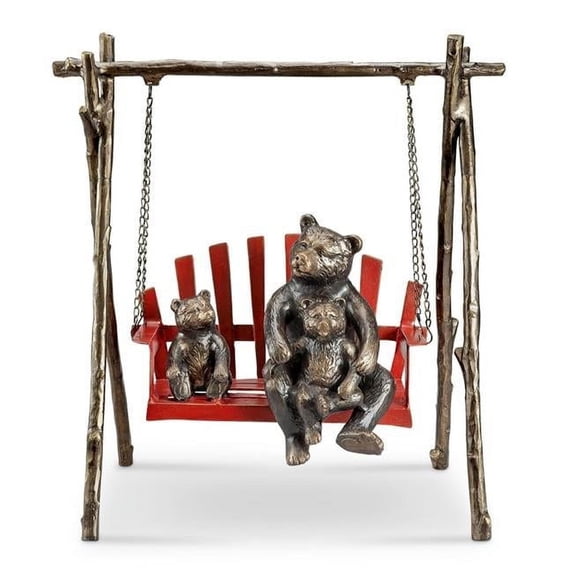 SPI Home 21108 Bear & Cubs on Porch Swing Garden Sculpture