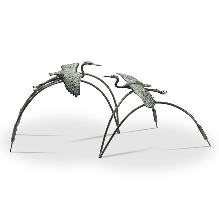 SPI Home 34885 Cranes & Reeds Garden Pair Sculptures - 18 x 24 x 10.50 in.