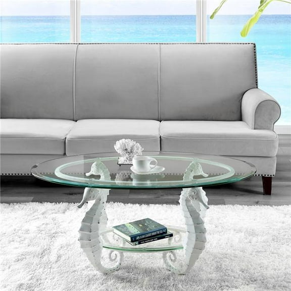 SPI Home 35055 19.5 x 42 x 42 in. Seahorse Coffee Glass Table
