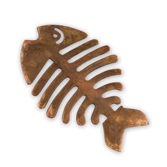 SPI Home 41018 Rustic Bronze Fish Skeleton 11 x 7 Aluminum Decorative Table Top Trivet Tray