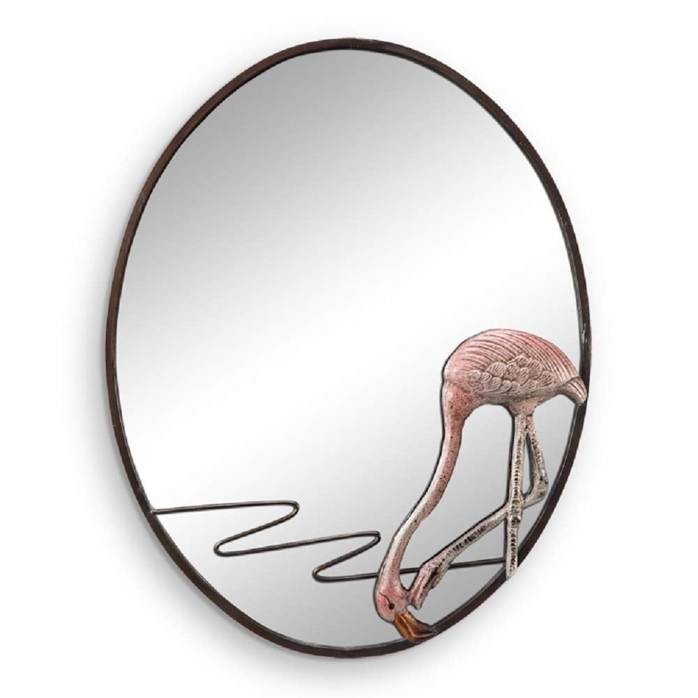 Bronze Oval Coastal Flamingo Wall Mirror, 21" x 26"