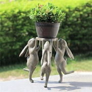 SPI Home Cast Aluminum Rabbit Triplets Planter Holder 14.5 inches High
