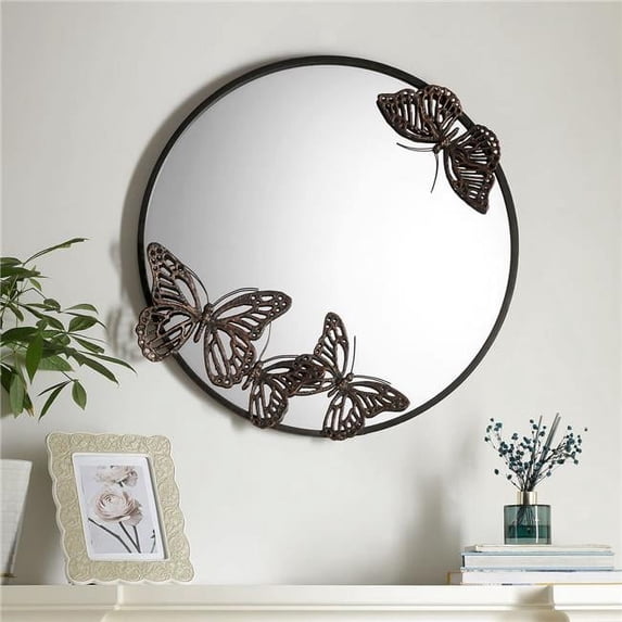 SPI Home 51174 Butterfly Round Wall Mirror