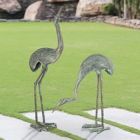 SPI Home Pair of Foraging Crane Cast Aluminum Indoor/Outdoor Décor Statues 36 Inches High