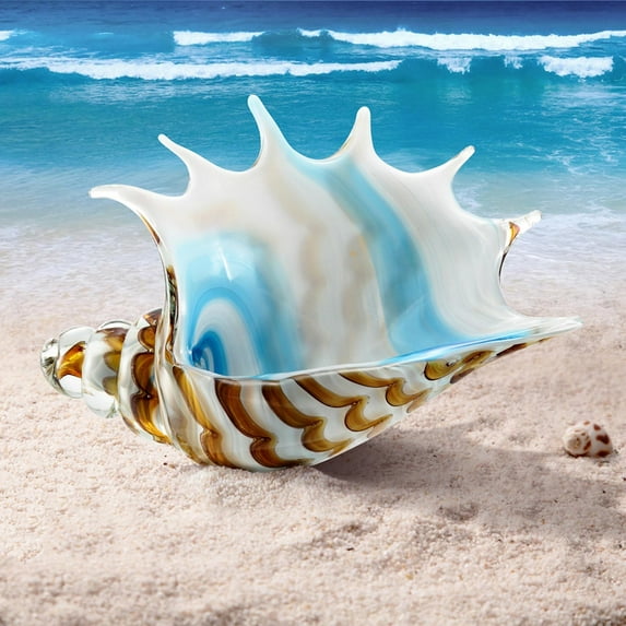 SPI Home Art Glass Striped Conch Shell 12 Inches Long