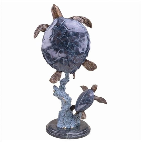 SPI Mother and Baby Sea Turtle Statue Hand Painted Accents