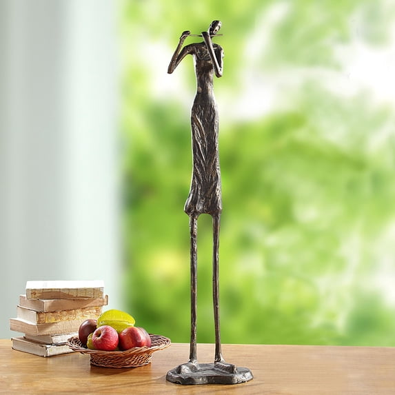 SPI Home Cast Aluminum Fabulous Flutist Abstract Statue Figure