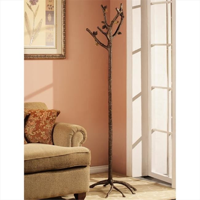 Bronze Pinecone Tree Branch Coat Rack with Five Hooks