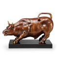 thumbnail image 1 of SPI Market Leader Bronze Finished Bull Statue on Marble Base Hand Painted, 1 of 2