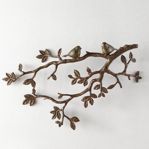 SPI Aluminum Little Lovebirds on Branch Wall Plaque