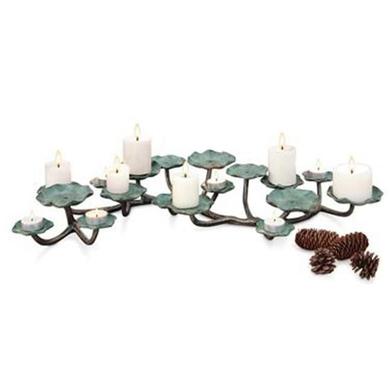 Serenity Lily-Pad Inspired 27.5" Verdigris and Bronze Candelabra