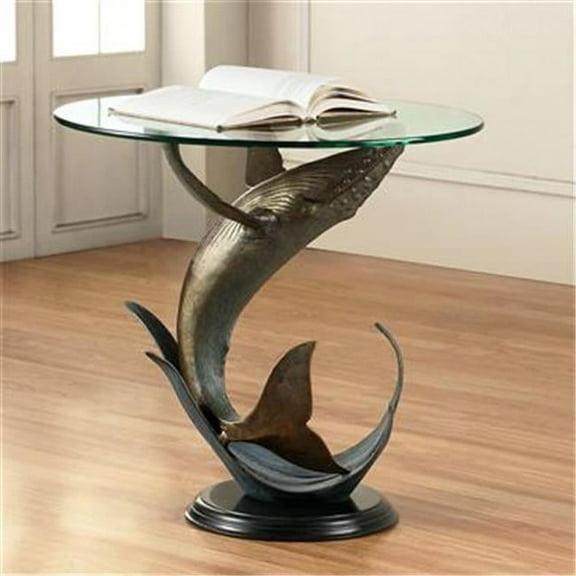 SPI Home- San Pacific Intl Breaching Whale End Table - Aluminum - 24 D x 24 W x 23.5 H in.